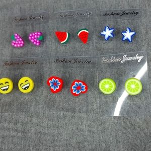 6 sets of metal free earrings